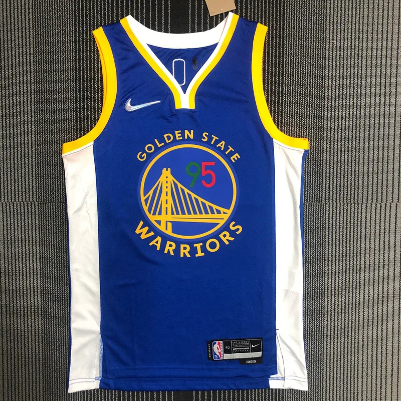 75th anniversary Golden State Warriors White blue Mexico limited #95