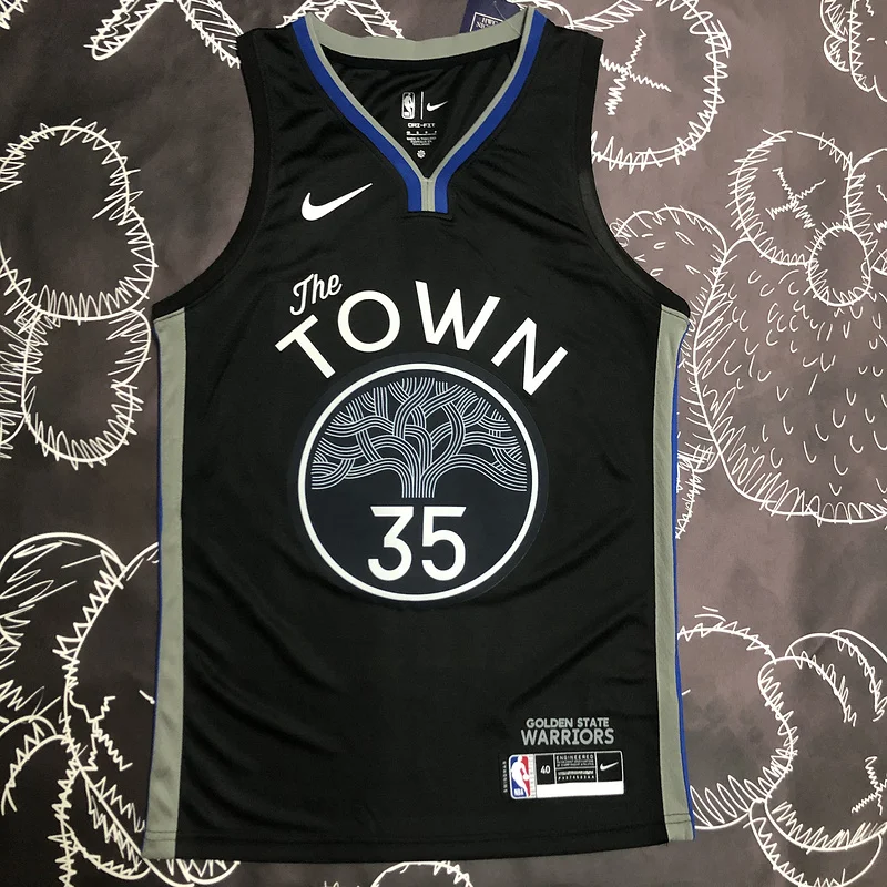 2020 Season Golden State Warriors black gray #35 Durant