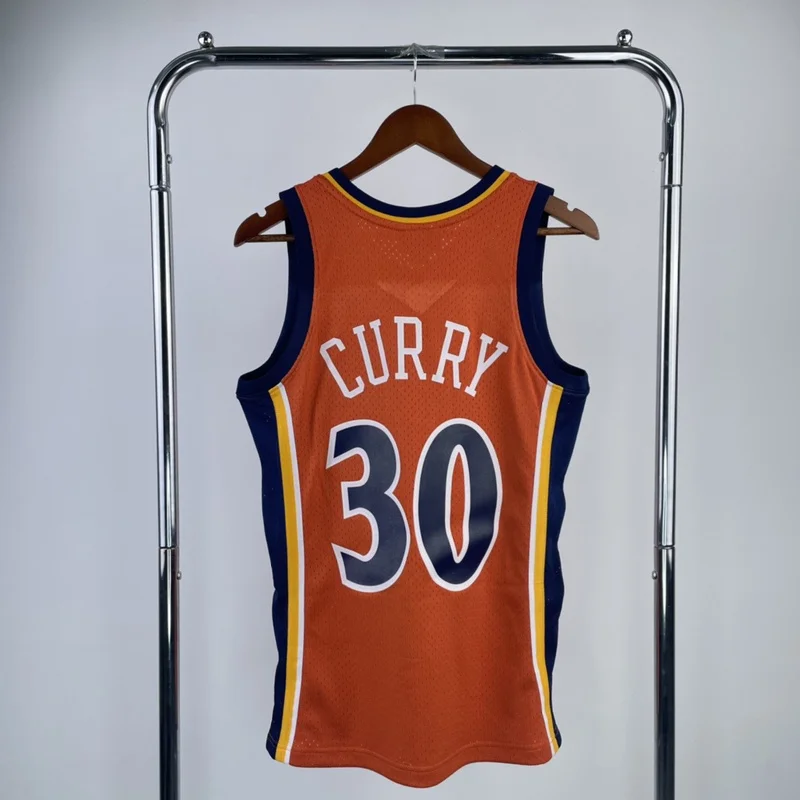 MN Hot pressing Retro Golden State Warriors 2009 2010 Season rookie orange color #30 Curry