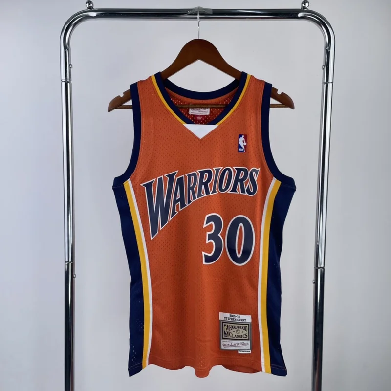 MN Hot pressing Retro Golden State Warriors 2009 2010 Season rookie orange color #30 Curry