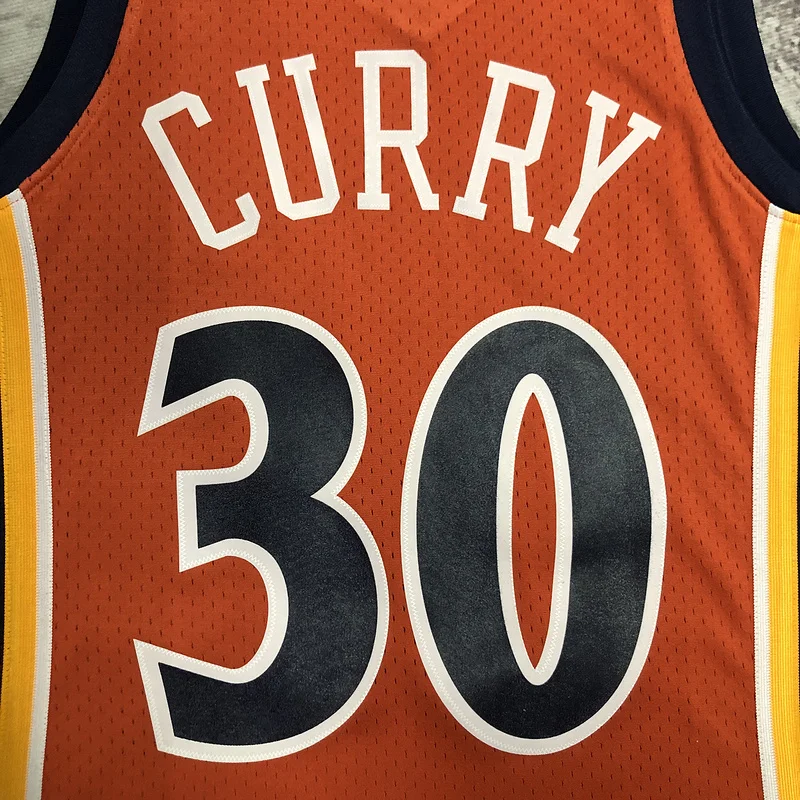 MN Hot pressing Retro Golden State Warriors 2009 2010 Season rookie orange color #30 Curry