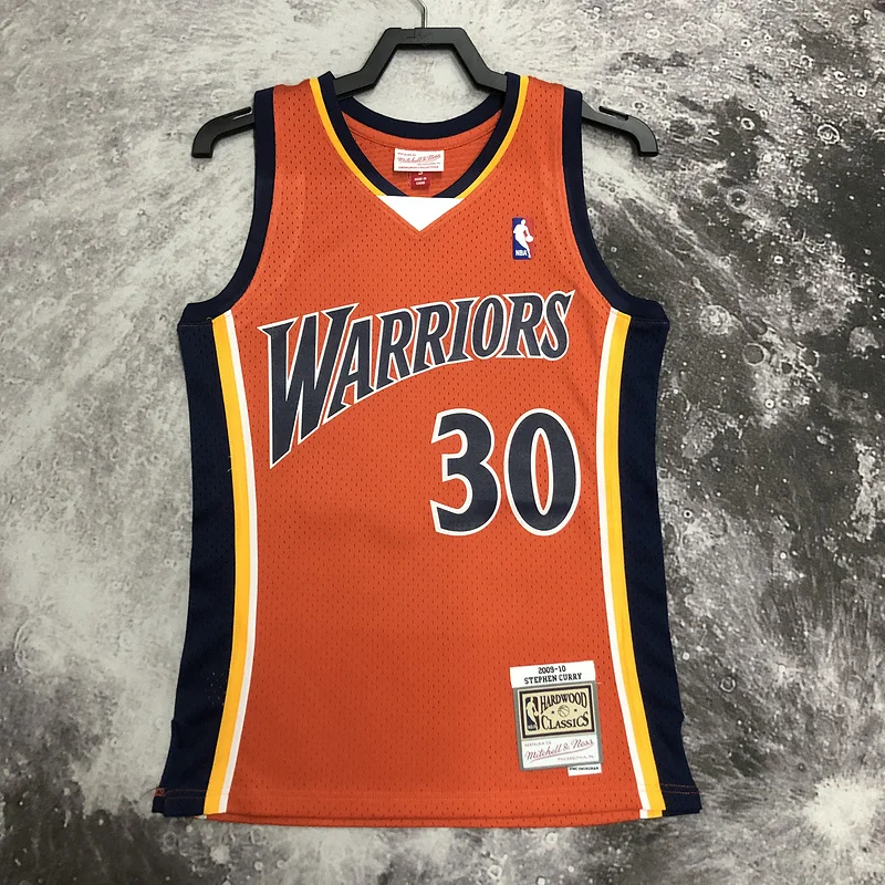 MN Hot pressing Retro Golden State Warriors 2009 2010 Season rookie orange color #30 Curry