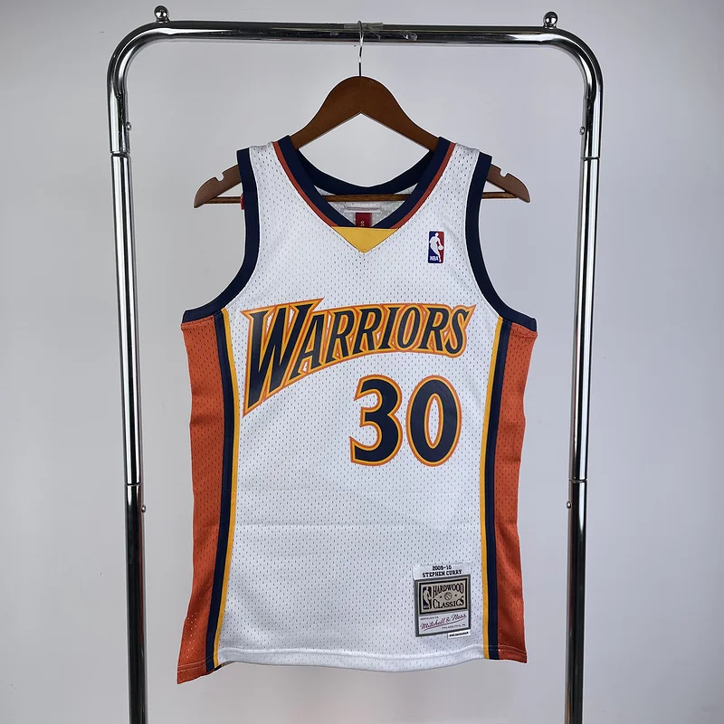 MN Hot pressing Retro Golden State Warriors 2009 2010 Season rookie White #30 Curry