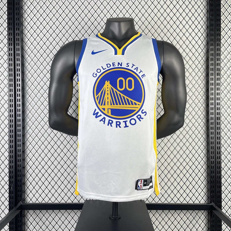 2023 Season Golden State Warriors V-neck White #00 Kuminga