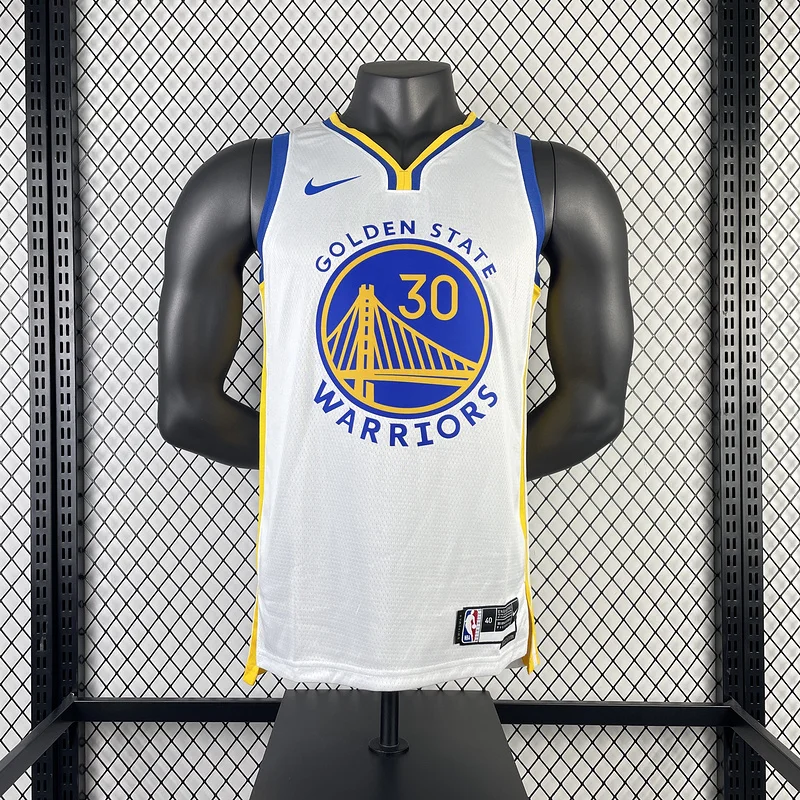 2023 Season Golden State Warriors V-neck White #30 Curry