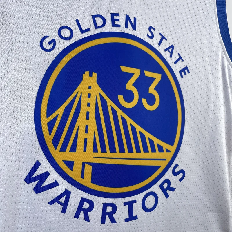 2023 Season Golden State Warriors V-neck White #33 Wiseman