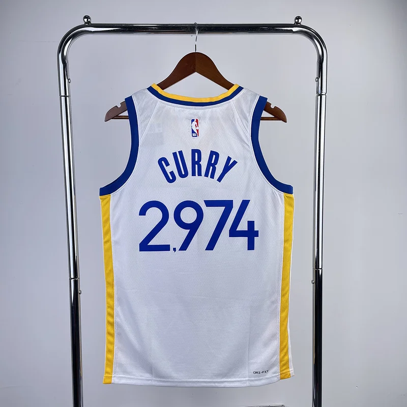 2023 Season Golden State Warriors V-neck White #2974 Curry