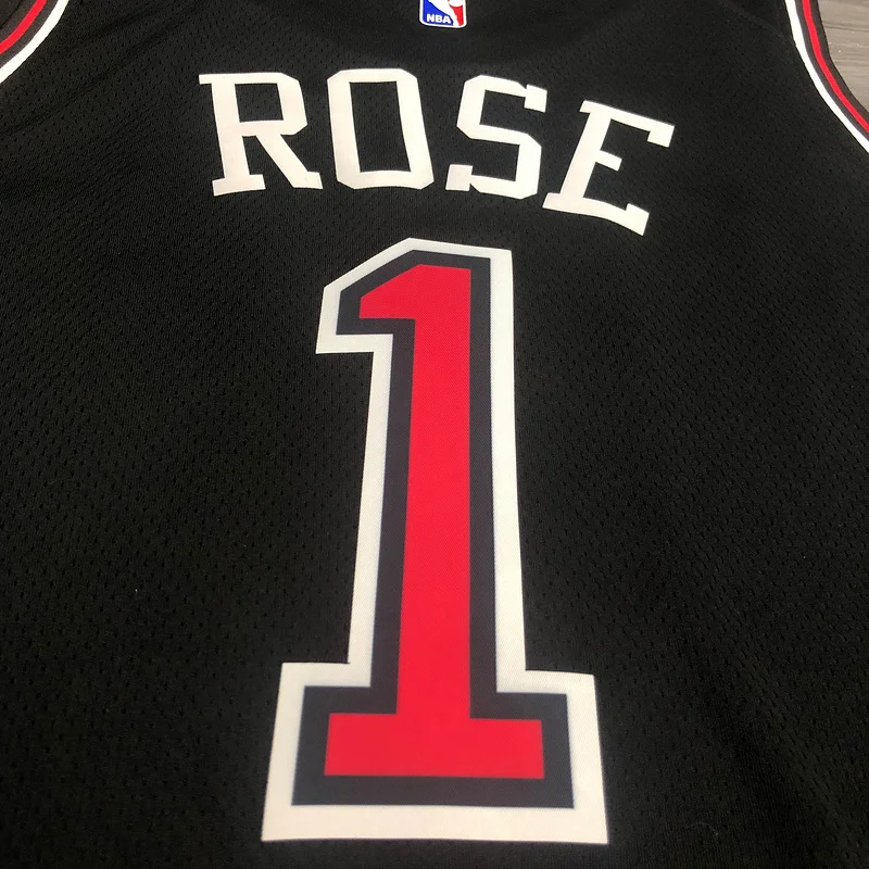 NBA Chicago Bulls Basketball jersey round neck black #1 ROSE