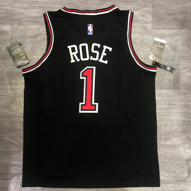 NBA Chicago Bulls Basketball jersey round neck black #1 ROSE