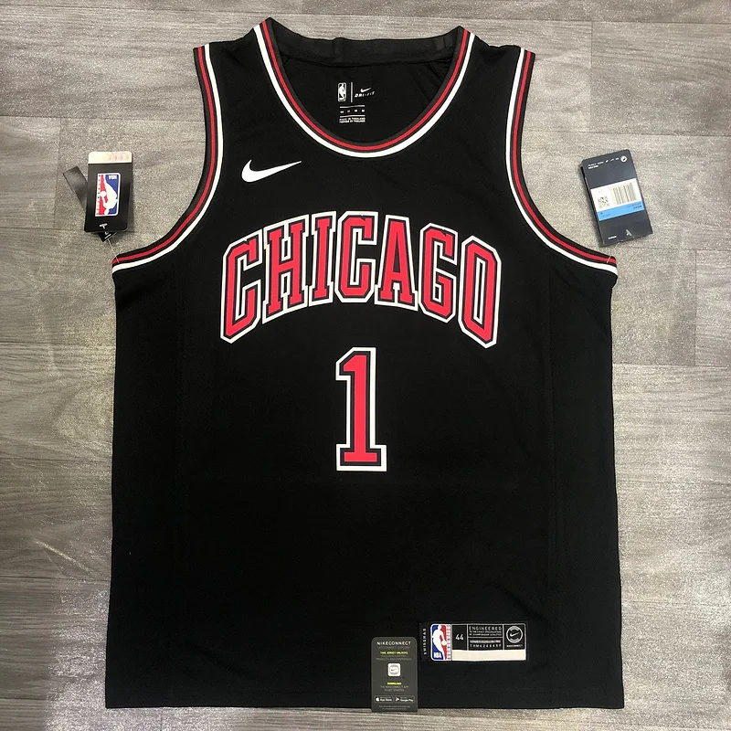 NBA Chicago Bulls Basketball jersey round neck black #1 ROSE