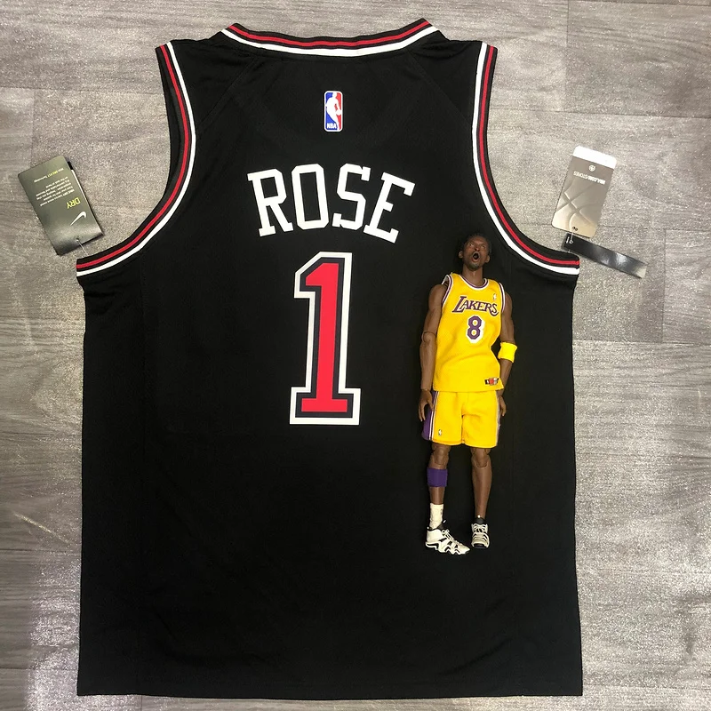 NBA Chicago Bulls Basketball jersey round neck black #1 ROSE