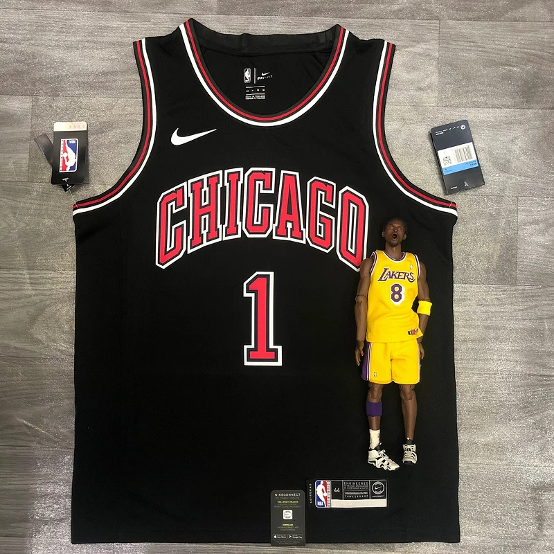 NBA Chicago Bulls Basketball jersey round neck black #1 ROSE