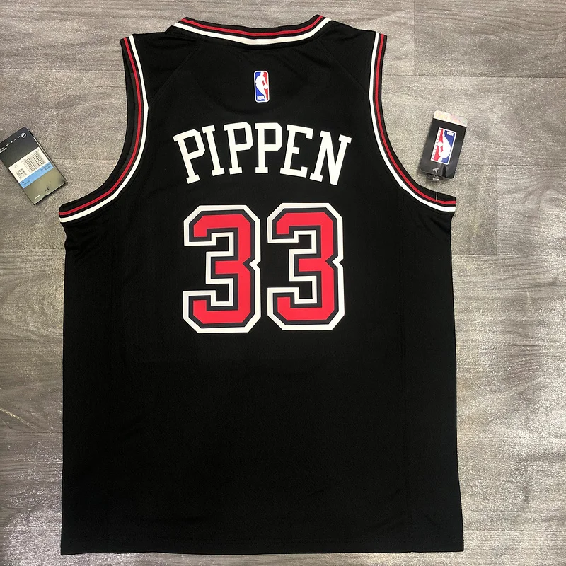 NBA Chicago Bulls Basketball jersey round neck black #33 PIPPEN