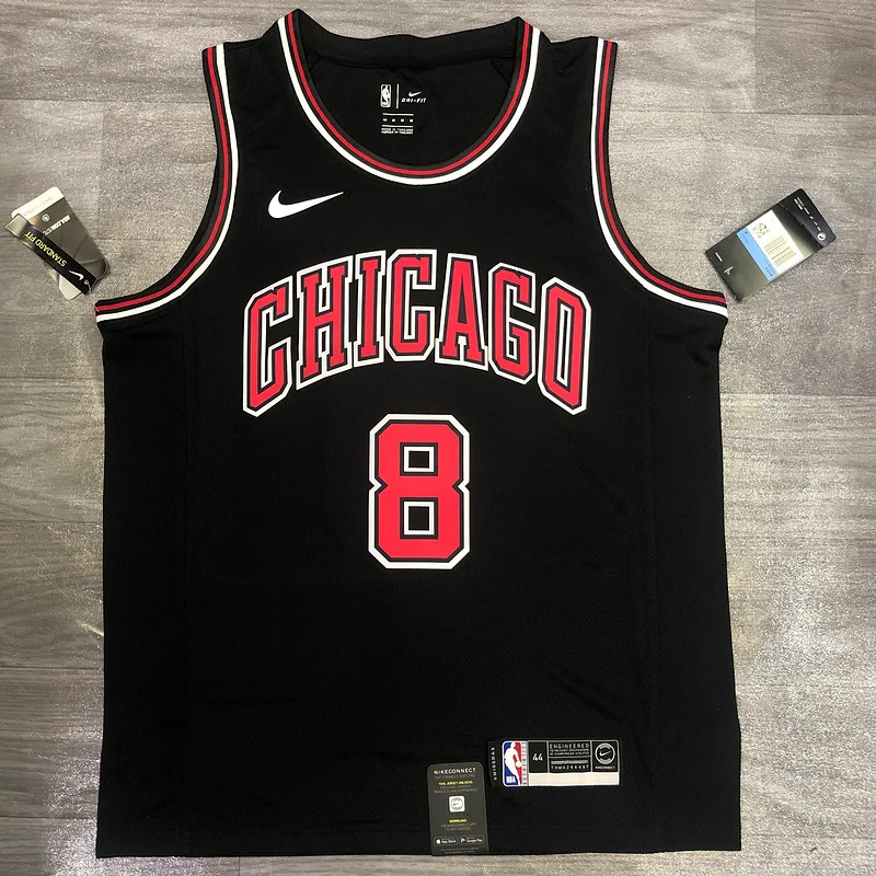 NBA Chicago Bulls Basketball jersey round neck black #8 LAVINE