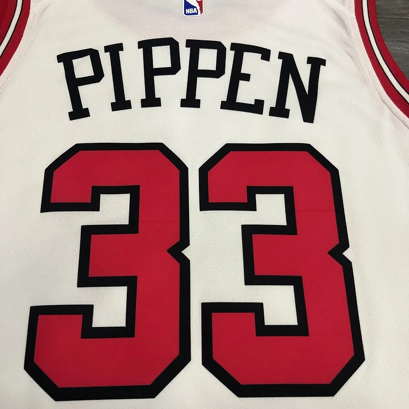 NBA Chicago Bulls Basketball jersey round neck white #33 PIPPEN