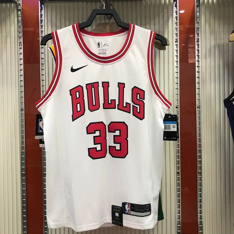 NBA Chicago Bulls Basketball jersey round neck white #33 PIPPEN