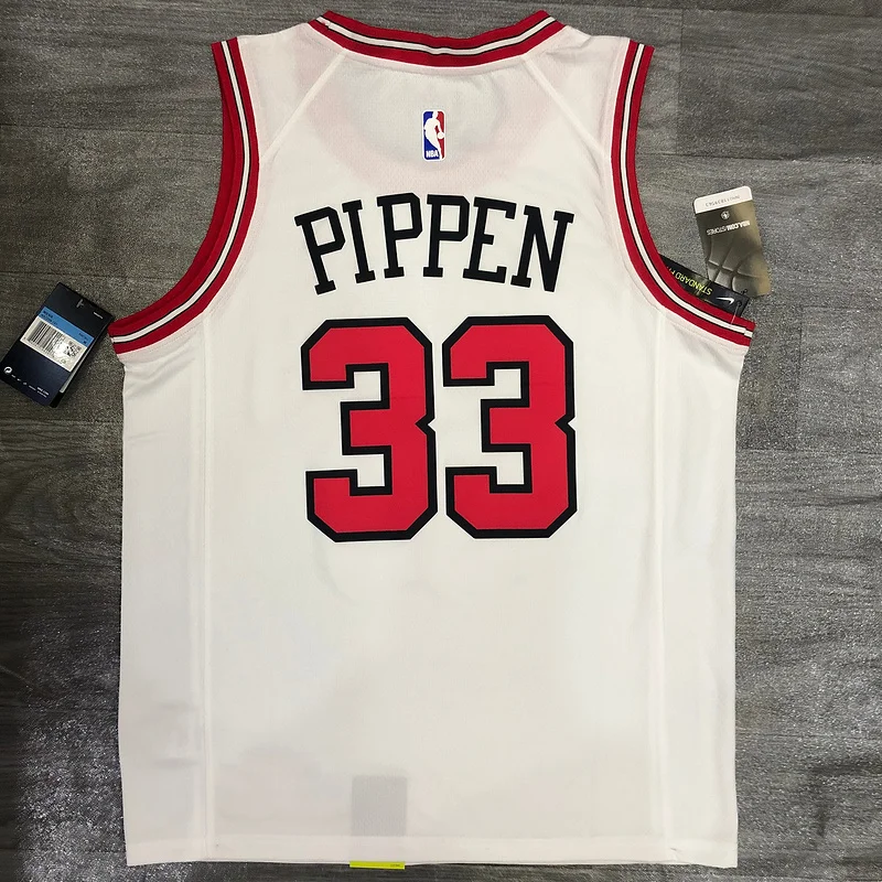 NBA Chicago Bulls Basketball jersey round neck white #33 PIPPEN