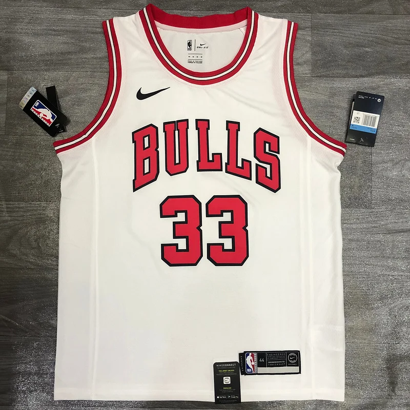 NBA Chicago Bulls Basketball jersey round neck white #33 PIPPEN