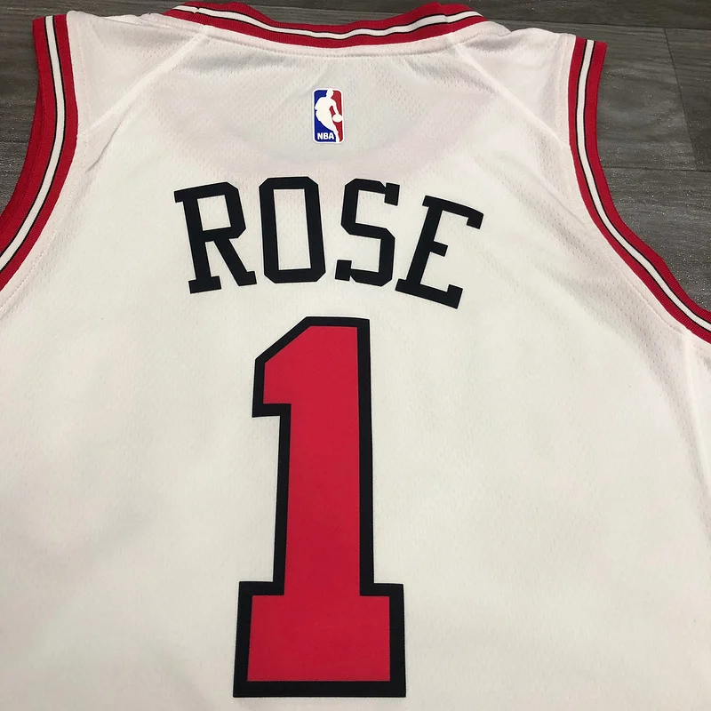 NBA Chicago Bulls Basketball jersey round neck white #1 ROSE