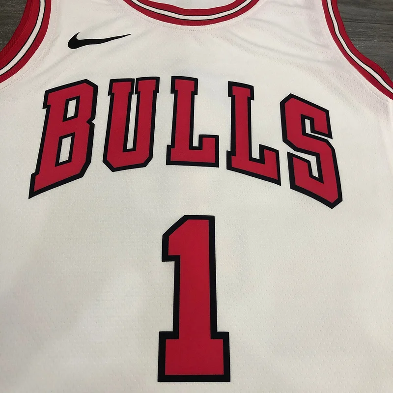 NBA Chicago Bulls Basketball jersey round neck white #1 ROSE