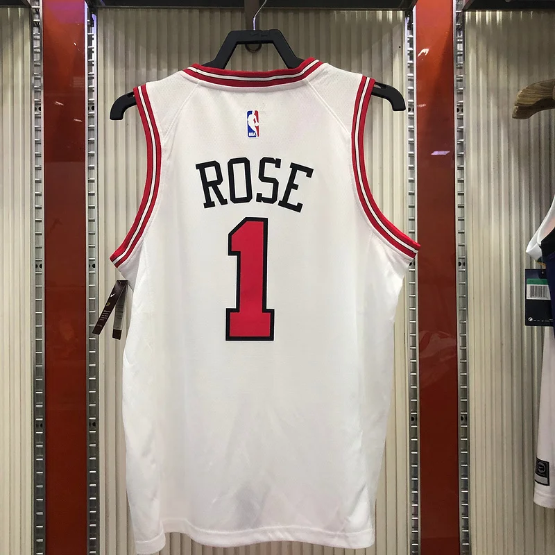 NBA Chicago Bulls Basketball jersey round neck white #1 ROSE