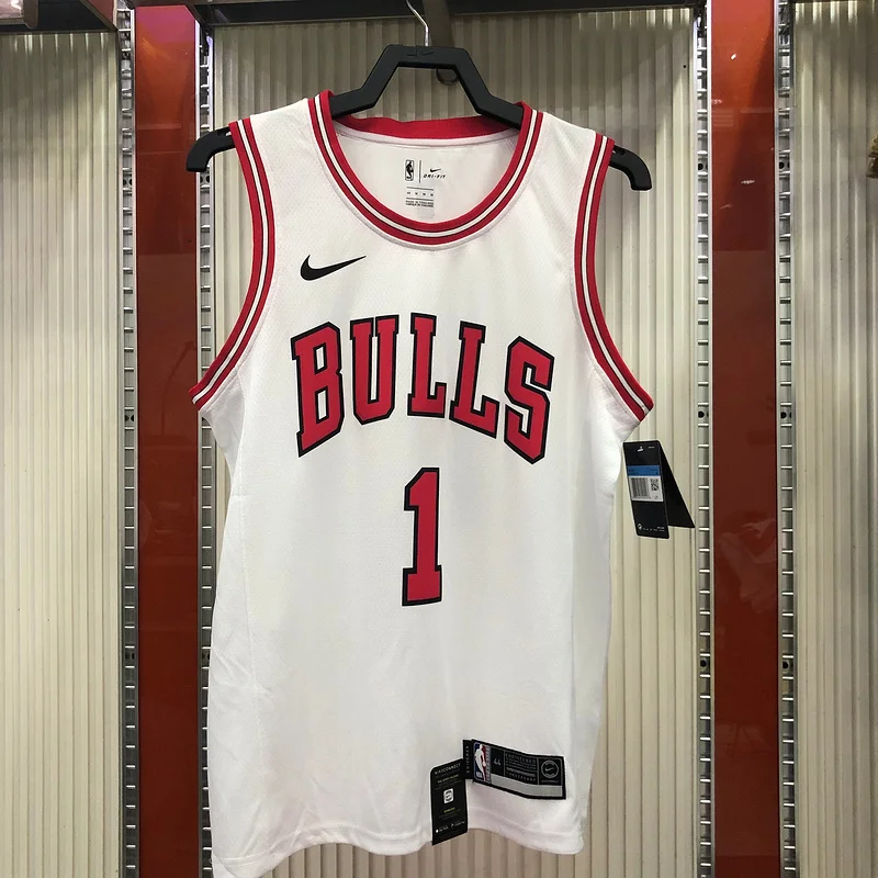 NBA Chicago Bulls Basketball jersey round neck white #1 ROSE