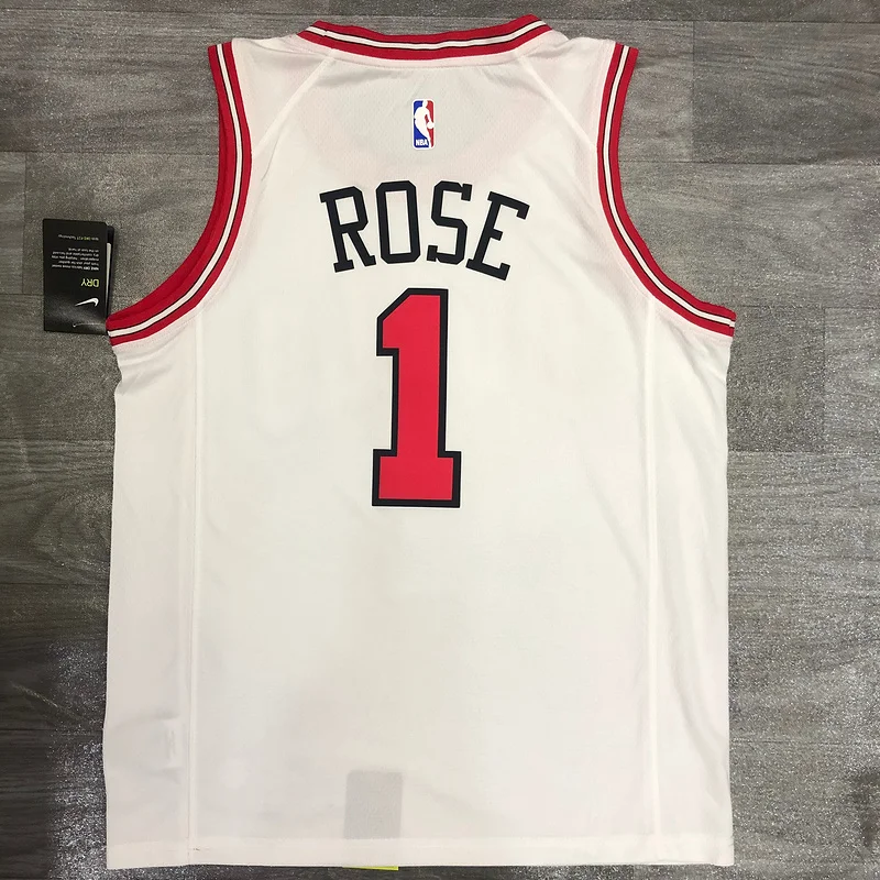 NBA Chicago Bulls Basketball jersey round neck white #1 ROSE