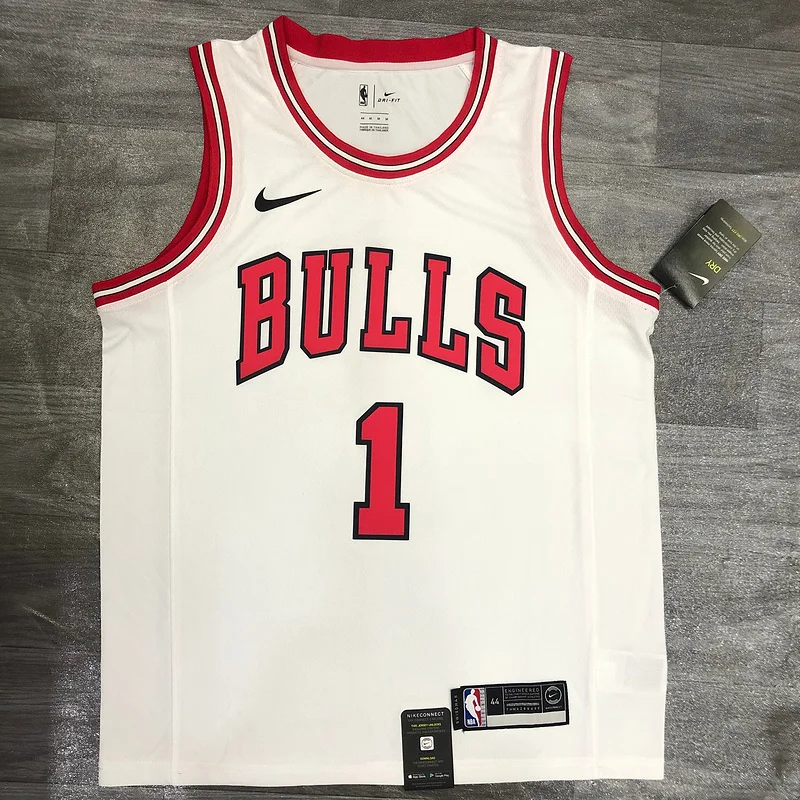 NBA Chicago Bulls Basketball jersey round neck white #1 ROSE