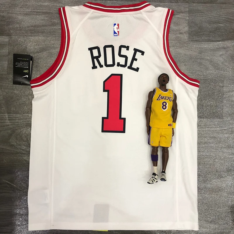 NBA Chicago Bulls Basketball jersey round neck white #1 ROSE