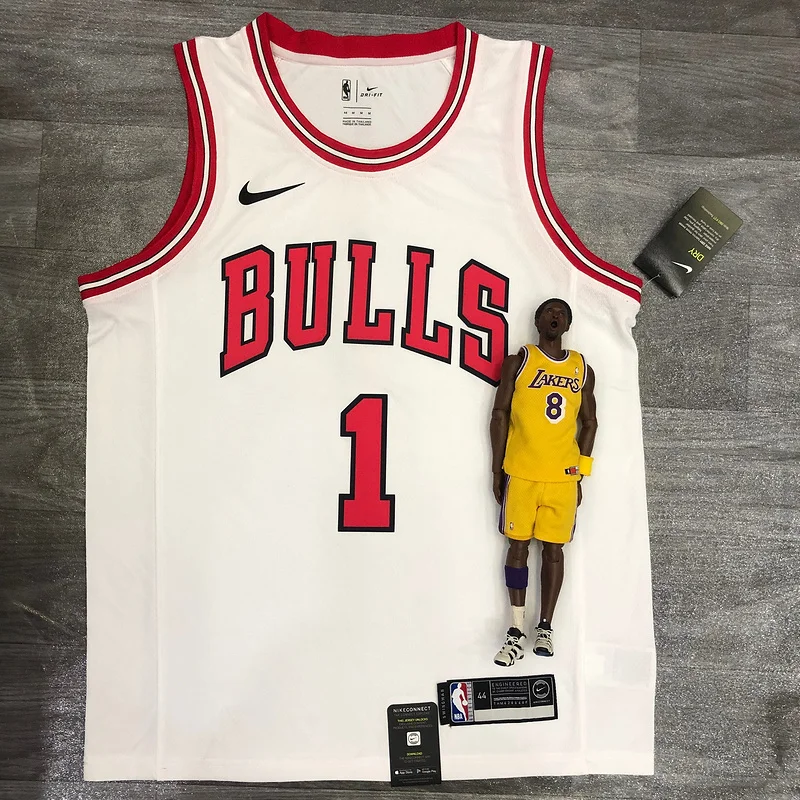 NBA Chicago Bulls Basketball jersey round neck white #1 ROSE