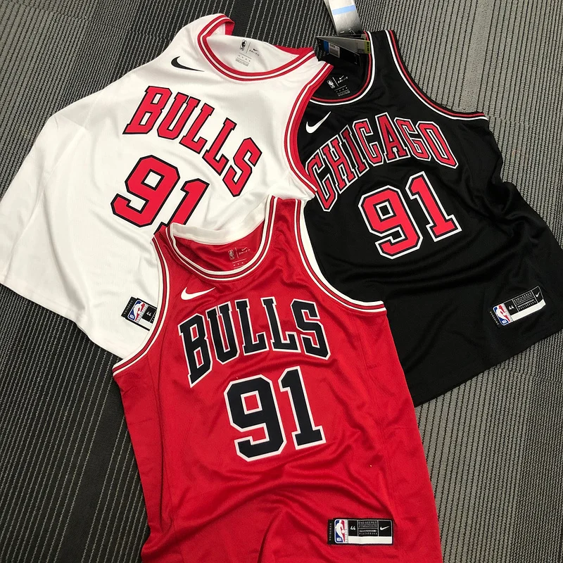 NBA Chicago Bulls Basketball jersey black #91 RODMAN