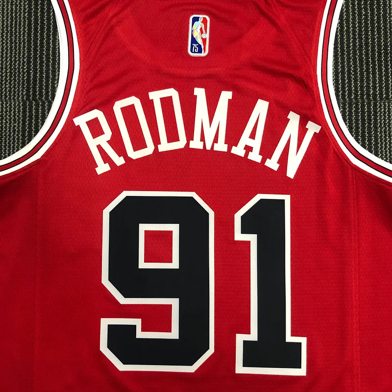 75th Anniversary NBA Chicago Bulls Basketball jersey red #91 RODMAN