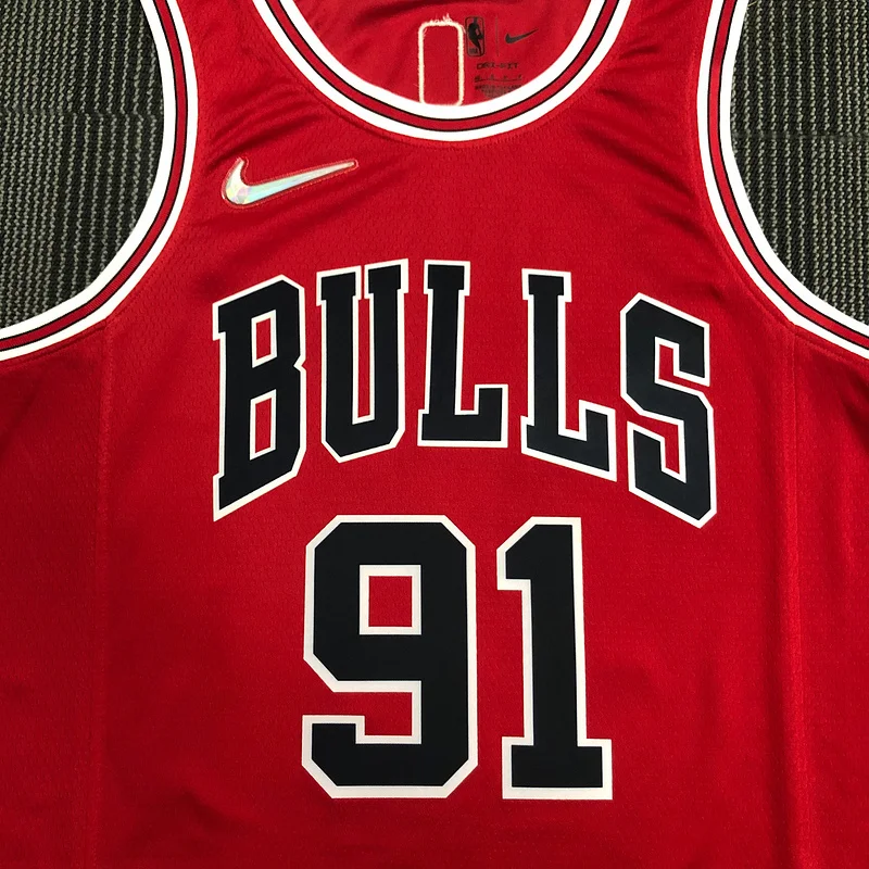 75th Anniversary NBA Chicago Bulls Basketball jersey red #91 RODMAN