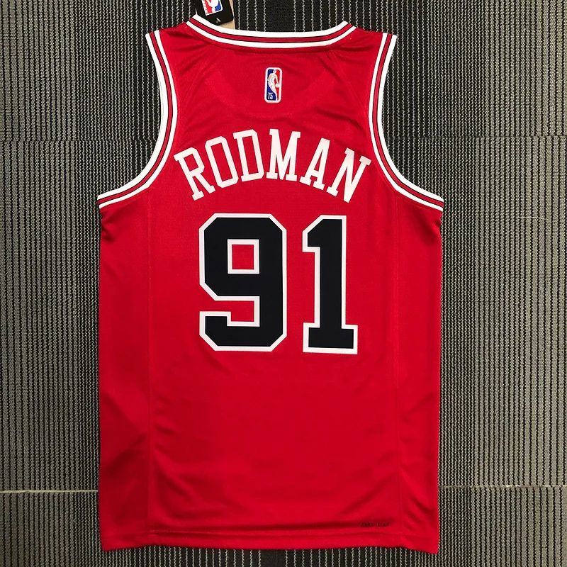 75th Anniversary NBA Chicago Bulls Basketball jersey red #91 RODMAN