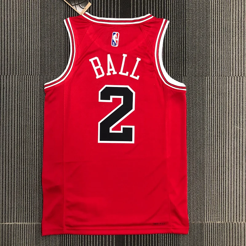 75th Anniversary NBA Chicago Bulls Basketball jersey red #2 BALL