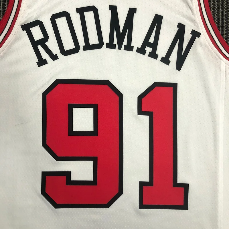 75th Anniversary NBA Chicago Bulls Basketball jersey white #91 RODMAN