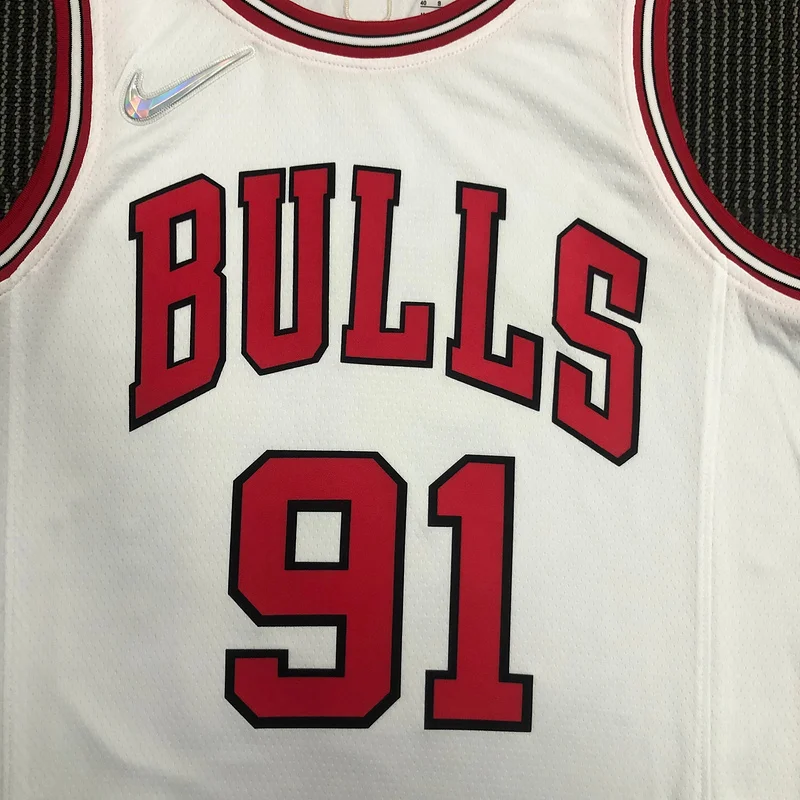 75th Anniversary NBA Chicago Bulls Basketball jersey white #91 RODMAN