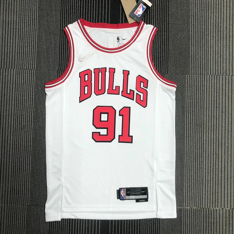 75th Anniversary NBA Chicago Bulls Basketball jersey white #91 RODMAN