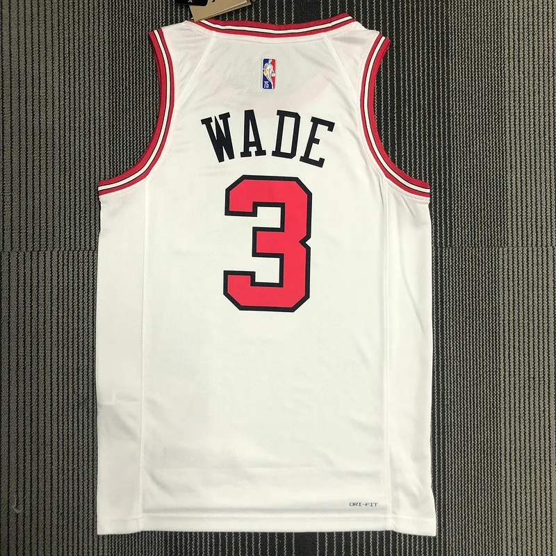 75th Anniversary NBA Chicago Bulls Basketball jersey white #3 WADE