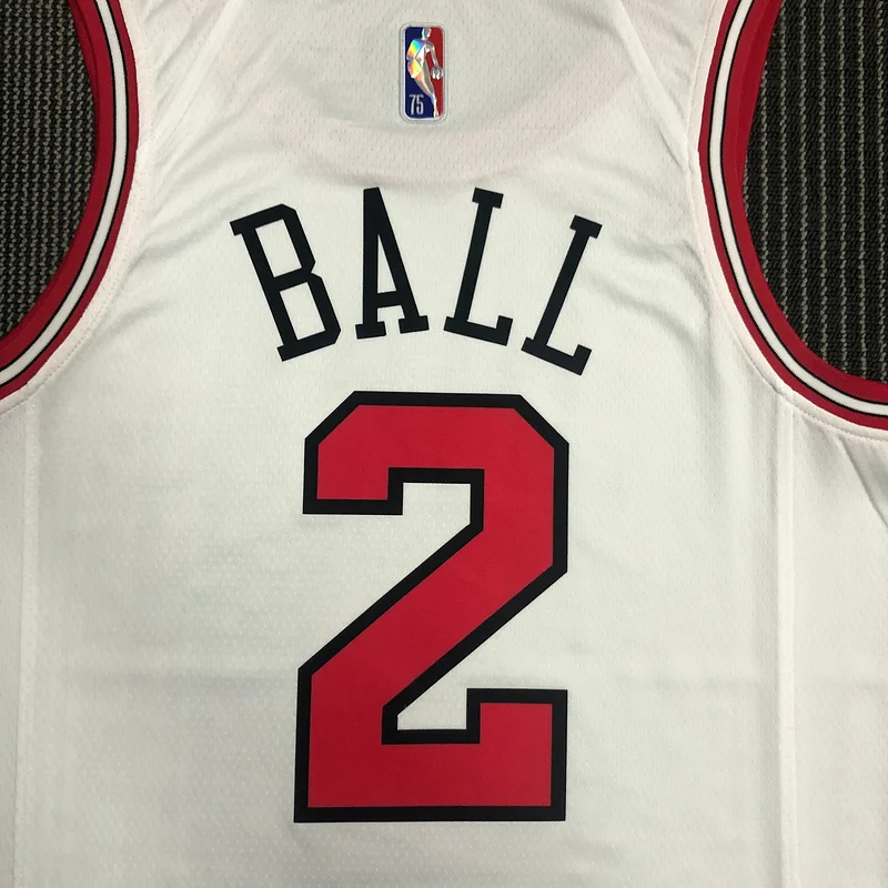 75th Anniversary NBA Chicago Bulls Basketball jersey white #2 BALL