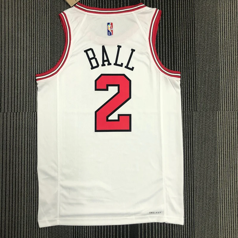 75th Anniversary NBA Chicago Bulls Basketball jersey white #2 BALL