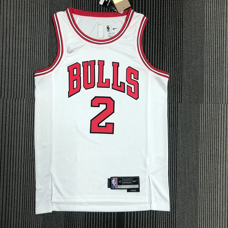 75th Anniversary NBA Chicago Bulls Basketball jersey white #2 BALL