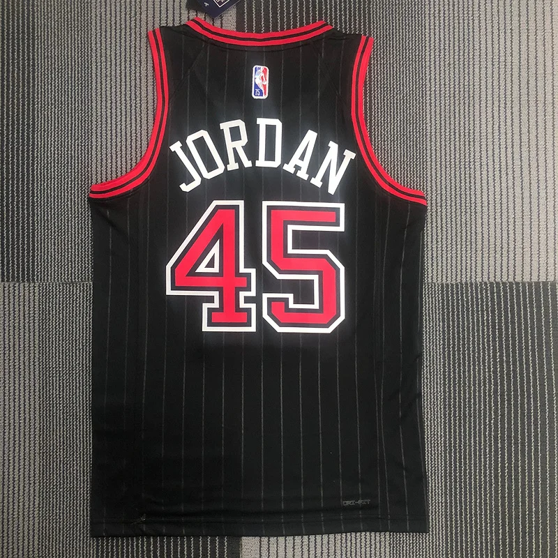 75th Anniversary NBA Chicago Bulls Basketball jersey Flyer style #45 Jordan