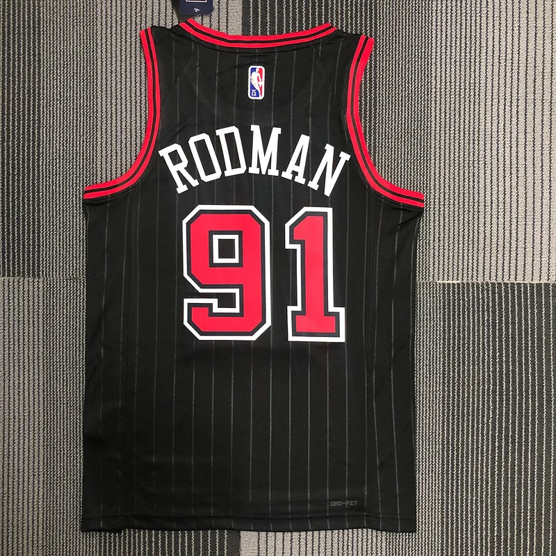 75th Anniversary NBA Chicago Bulls Basketball jersey Flyer style #91 RODMAN