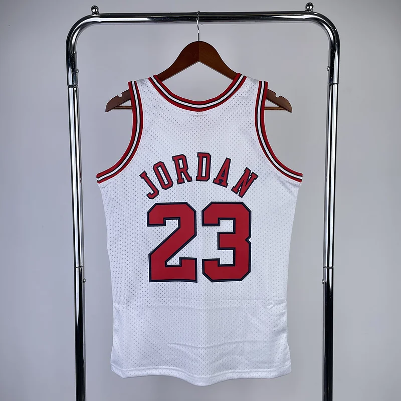 MN Hot Print Retro NBA Chicago Bulls Basketball jersey 1998 Season white #23 Jordan