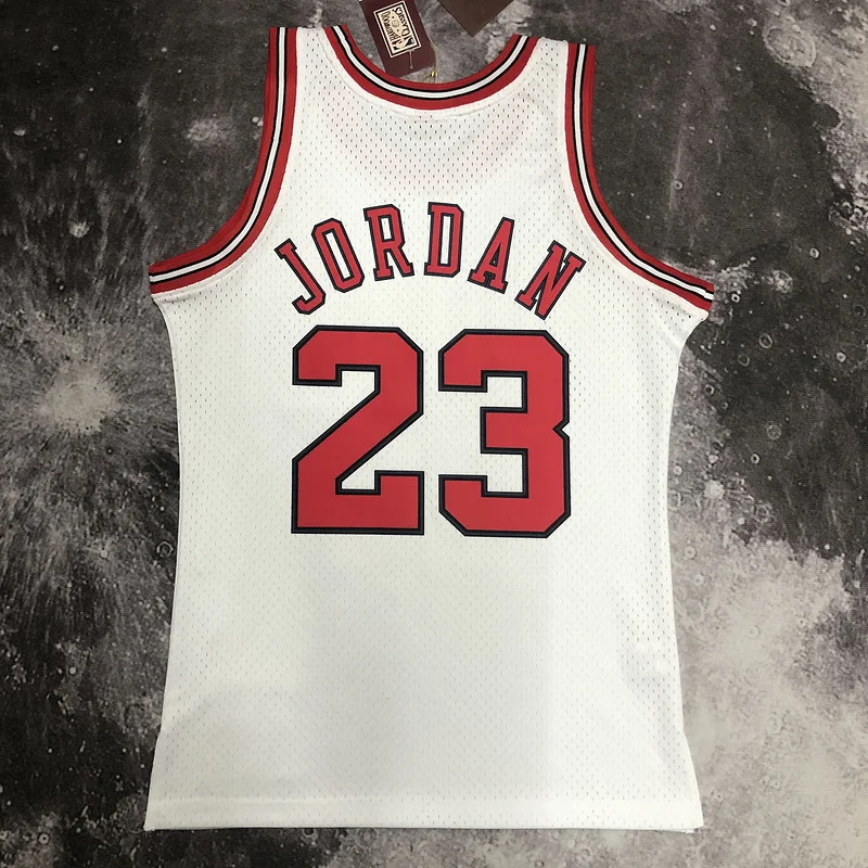 MN Hot Print Retro NBA Chicago Bulls Basketball jersey 1998 Season white #23 Jordan