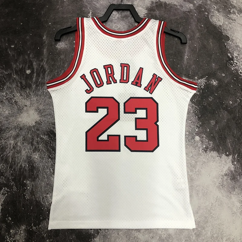 MN Hot Print Retro NBA Chicago Bulls Basketball jersey 1998 Season white #23 Jordan