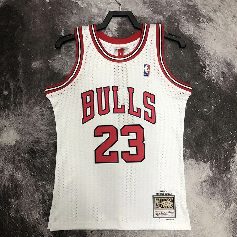 MN Hot Print Retro NBA Chicago Bulls Basketball jersey 1998 Season white #23 Jordan