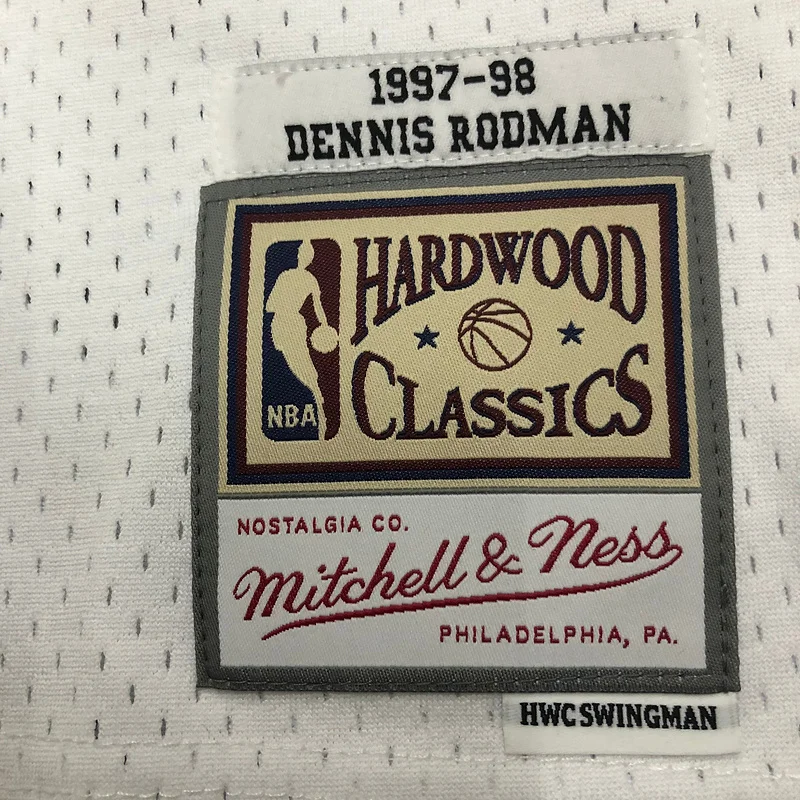 MN Hot Print Retro NBA Chicago Bulls Basketball jersey 1998 Season white #91 RODMAN