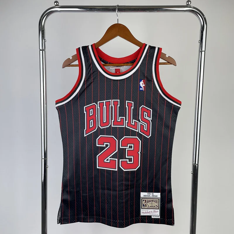 MN Hot Print Retro NBA Chicago Bulls Basketball jersey 1996 Season black stripes #23 Jordan